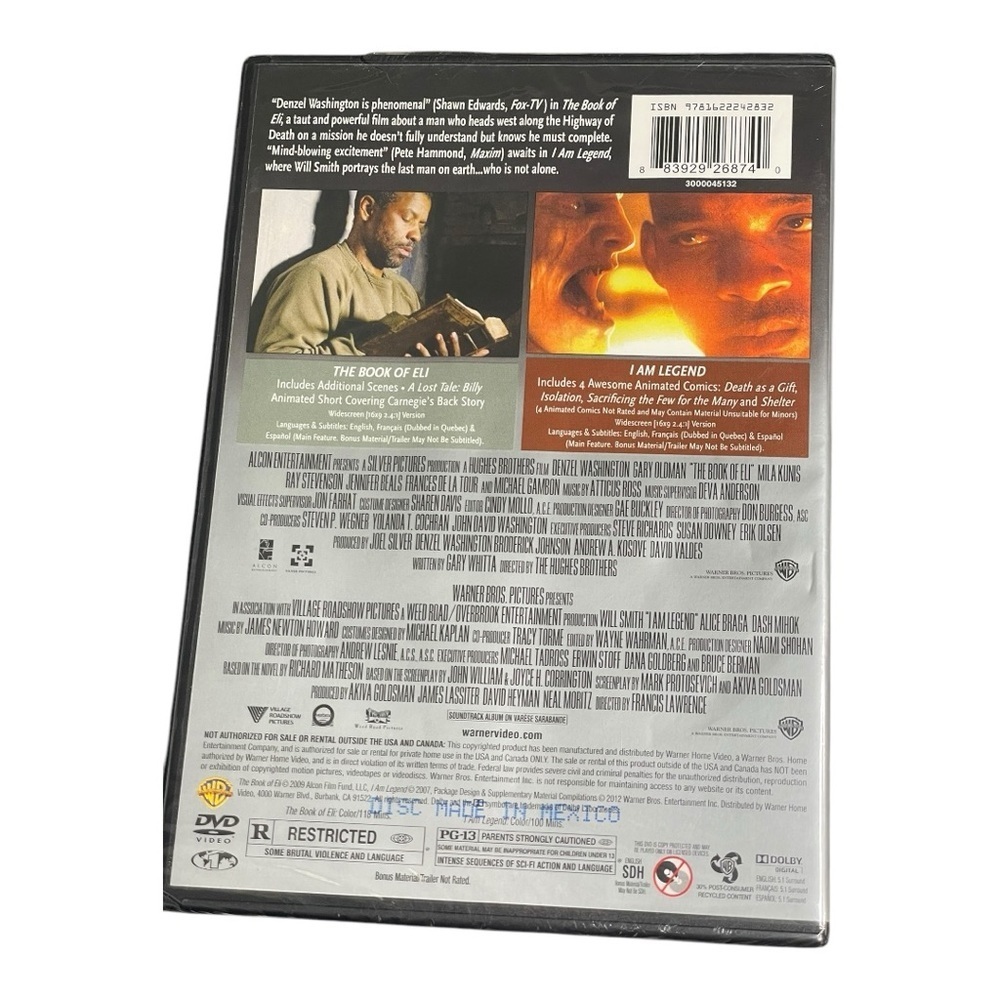 Warner Bros. Double Feature: The Book of Eli & I Am Legend DVD - Picture 2 of 2